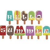 Hello-Summer-Colorful-Ice-Cream - Embroidery Design - FineryEmbroidery